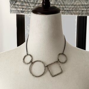 Silver Hammered Geometric Necklace